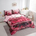 thumbnail image 3 of Feelyou Rose Flower Bedding Comforter Set 7pcs, Pink Romantic Truck Queen Bedding Sets, 3 of 8