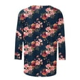 thumbnail image 5 of CYMMPU Fall Fashion Shirts 3/4 Sleeve Blouses for Women Dressy Casual Round Neck T-Shirts Loose Fit Spring Tops Flower Pattern Lightweight Basic T-Shirts Multicolor M, 5 of 5