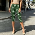 thumbnail image 5 of Usloyux Women's Capri Pants High Waisted Stretch Polka Dot Slim Fit Capri Leggings Casual Streetwear Travel Bottoms, Green S, 5 of 7