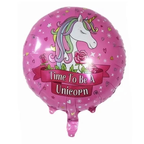 Globo redondo de unicornio de 18 pulgadas, decoración de papel de aluminio de animales de dibujos animados, fiesta de cumpleaños para niños, globo de escenario de boda