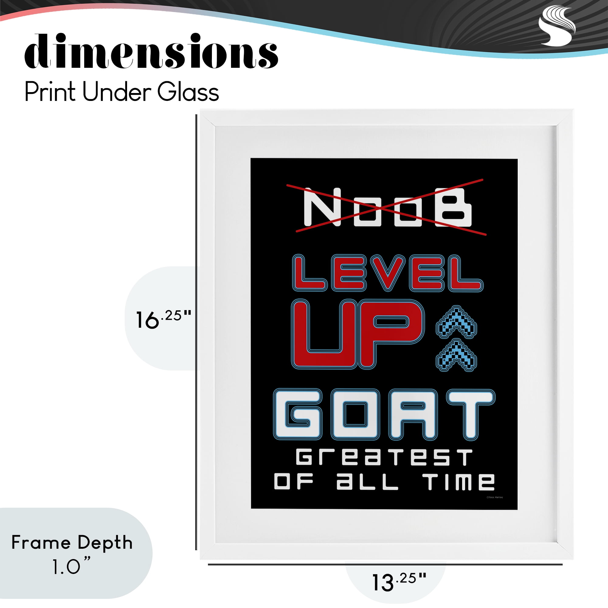 Stupell Industries Greatest Of All Time Gamer White Framed Print Under Glass, design by Yass Naffas Designs