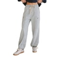 thumbnail image 3 of Women Striped Wide Leg Pants Casual Loose Drawstring Elastic High Waist Pants Light Blue S, 3 of 9