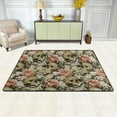 thumbnail image 2 of SKYSONIC Skulls Peonies Butterfly Non-Slip Area Rug, Vintage Floral Summer Floor Carpet Comfort Floor Mats Decor for Indoor Front Porch Living Room Bedroom Kitchen, 36"x24", 2 of 7