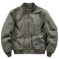 thumbnail image 4 of YFNNUP Mens Bomber Jackets Fall Winter Zip Up Long Sleeve Coat Vintage Solid Color Bomber Coats with Pockets Green, 4 of 4