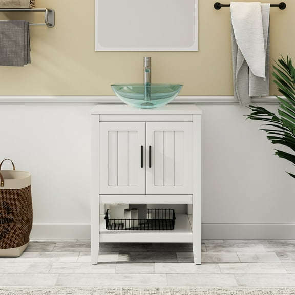 Eclife 24" Freestanding Bathroom Vanity Set with Vessel Sink, without Mirror