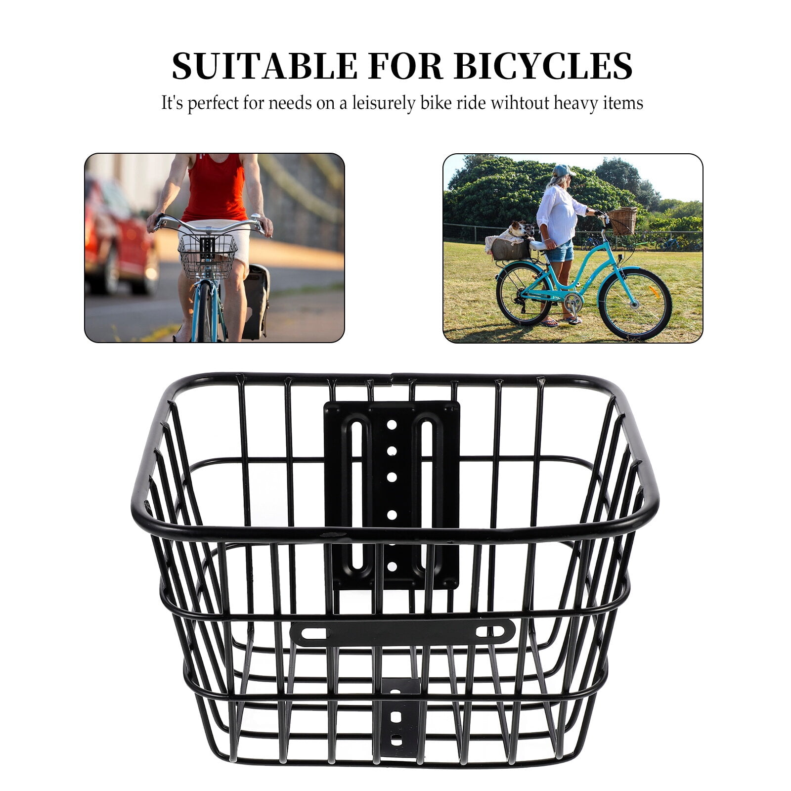 Bike Front Basket Metal Wire Basket Detachable Handlebar Mount basket for Riding Cycling Shopping