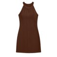 thumbnail image 4 of IUYRTFE Women's Sleeveless Crew Neck A Line Mini Dress Loose Fit Solid Color Summer Shift Dress, 4 of 5