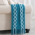 thumbnail image 3 of Bourina Fluffy Chenille Knitted Fringe Throw Blanket Lightweight Soft Cozy for Bed Sofa Chair Throw Blankets, Teal 50" x 60", 3 of 8