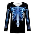 thumbnail image 4 of Gunia Halloween Womens Shirt Pumpkin Graphic Print Long Sleeve Crew Neck Casual Thanksgiving Tops Tee T-Shirts Blue M-3Xl, 4 of 5