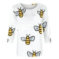 thumbnail image 5 of CYMMPU 3/4 Sleeve Blouses for Women Dressy Casual Crew Neck Loose Fit Summer Trendy Shirts Spring Tops Bee Pattern Tunic Tops Cute Animals T-Shirts White S, 5 of 5