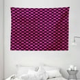 thumbnail image 1 of Hot Pink Tapestry, Old Fashioned Gingham Checks in Vibrant Colors Modern Display Geometric Simple, Wall Hanging for Bedroom Living Room Dorm Decor, 80W X 60L Inches, Magenta Black, by Ambesonne, 1 of 2