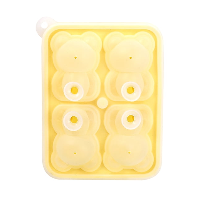 Molde De Hielo De Oso, Bandeja De Cubitos De Hielo De Silicona De 4 Rejillas, Fácil Liberación Y Máquina De Hielo Limpia Para Uso En La Cocina