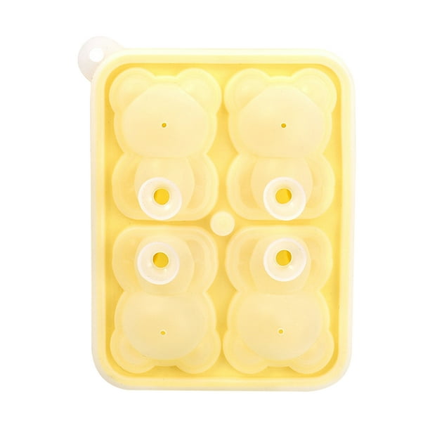 Molde De Hielo De Oso, Bandeja De Cubitos De Hielo De Silicona De 4 Rejillas, Fácil Liberación Y Máquina De Hielo Limpia Para Uso En La Cocina