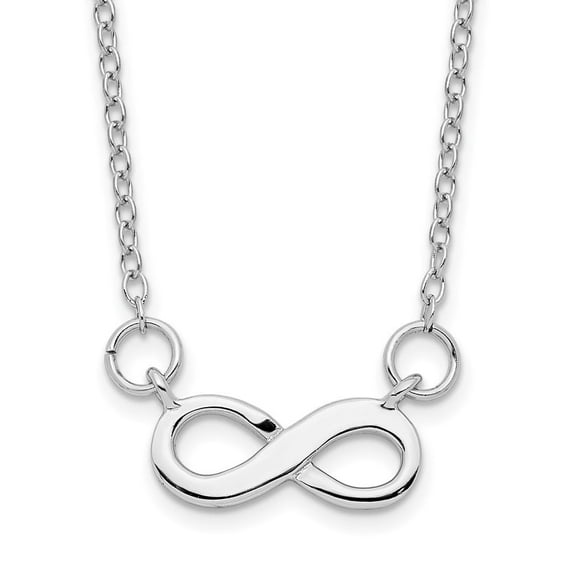 Auriga Fine Jewelry 925 Sterling Silver Rh-plated w/ 2in Extender Infinity Necklace for Women 16"