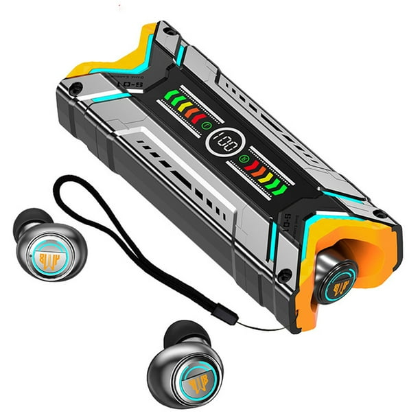 Auriculares inalámbricos Bluetooth 5.3 TWS estilo Mecha de ciencia ficción futurista, auriculares para juegos con sonido HIFI, auriculares de conducción manos libres con cancelación de ruido con caja