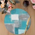 thumbnail image 3 of Turquoise Grey Ombre Round 15 Inch Placemats Set of 2, Abstract Vintage Oil Painting HeatResistant Non Slip Place Mats for Dining Table, Wipeable Braided Kitchen Table Mats for Housewarming, 3 of 9
