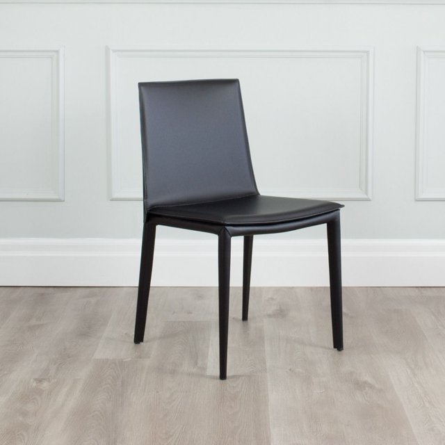 Hilton Modern Leather & Metal Side Chair - Contract Grade