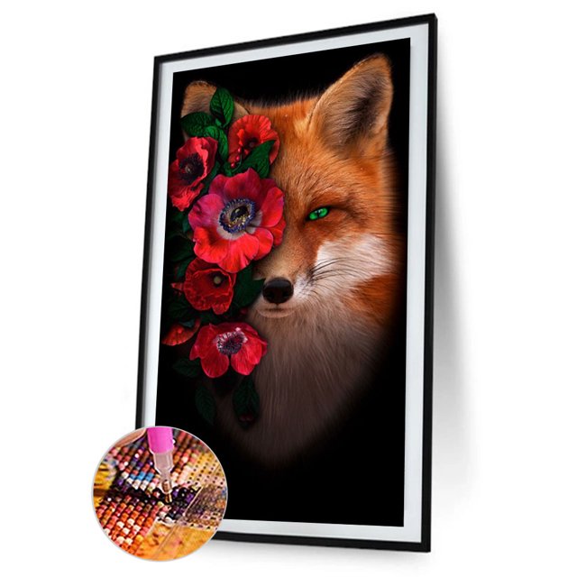 Cuadros Decorativos Kits de pintura de diamante 5D DIY Taladro redondo completo Flor Zorro Mosaico (Y605) Ehuebsd embutido en tela