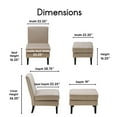 thumbnail image 2 of Elle Decor Olivia Modern Upholstered Armless Accent Chair and Ottoman Set, Taupe Beige, 2 of 8