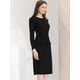 thumbnail image 3 of Vestido Allegra K Peplum Negro Cuello Redondo Manga 3/4 Mujer M, 3 of 6