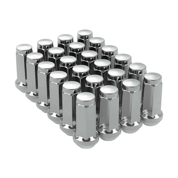 24PC CHROME 14X1.5 BULGE ACORN LUG NUT 1.77" FIT CHEVY GMC SILVERADO