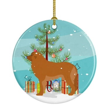 Carolines Treasures BB2976CO1 Leonberger Merry Christmas Tree Ceramic Ornament 3 in multicolor