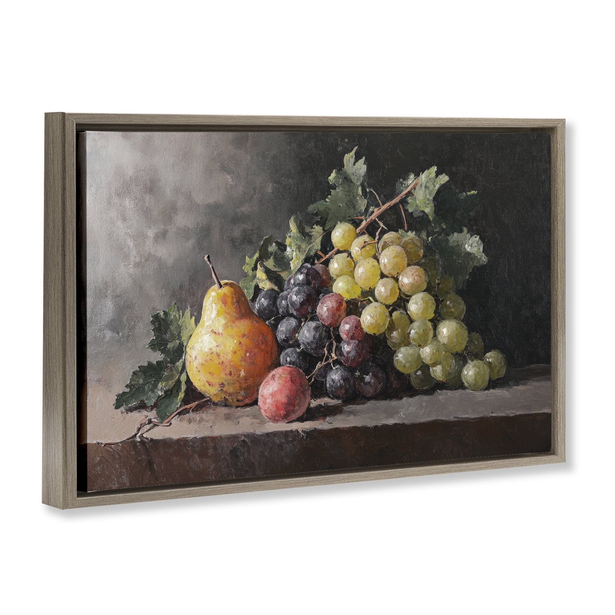 Stupell Industries Bountiful Fruit Classic Still Life Brown Framed Floater Canvas Wall Art, design by Petal Prints Design