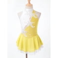 thumbnail image 4 of iiniim Kids Girls Sleeveless Mock Neck Skating Dress Rhinestone Dance Performance Size 6-16 Yellow 14, 4 of 7