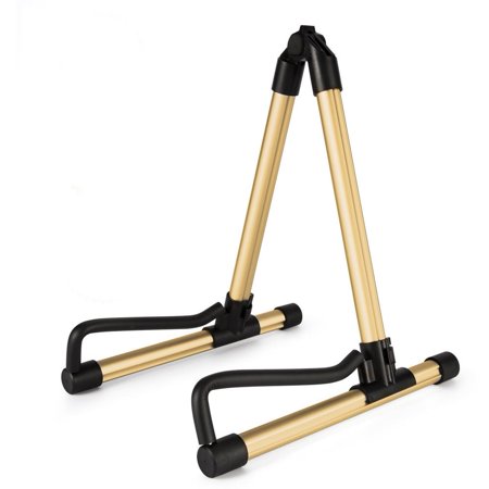 Donner DS-1 Gold Folding Guitar Stand for Acoustic Electric Classical Bass Guitar,Travel Guitar Stand