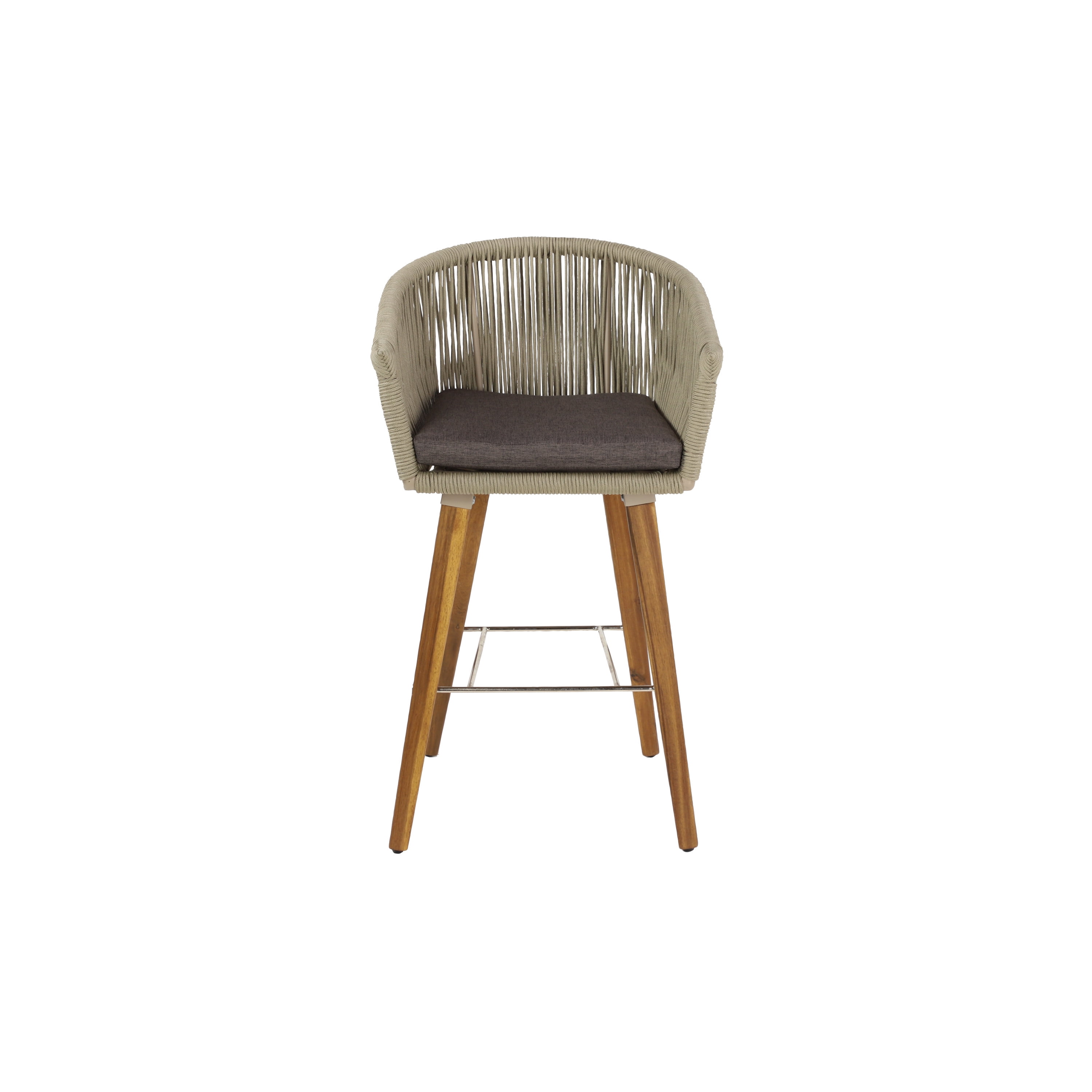 DecMode Grey Wood Modern Bar Outdoor Stool