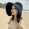 thumbnail image 4 of Sun Hat for Women Summer Beach Wide Brim UV Hats with Chin Strap Travel Foldable UPF 50, 4 of 6