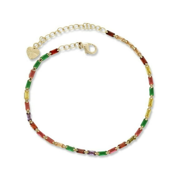 Minimal CZ Stone Anklets For Women Gold Plated, with 8" 2" Inch Adjustable Size.