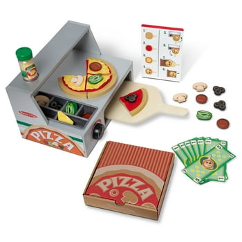 Melissa & Doug Top & Bake Wooden Pizza Counter Play Set (34 Pcs) - FSC-Certified Materials