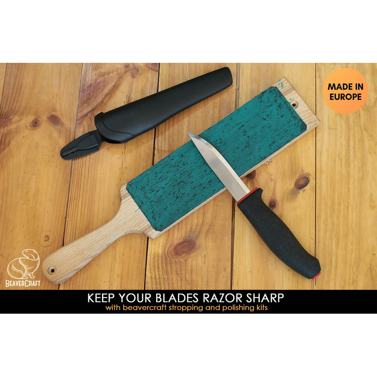 BeaverCraft Leather Strop Kit with Sharpening Polishing Compound Knife  Stropping Block 14 Knife Sharpener Leather Strop for Knife LS6P1 Stropping  Kit