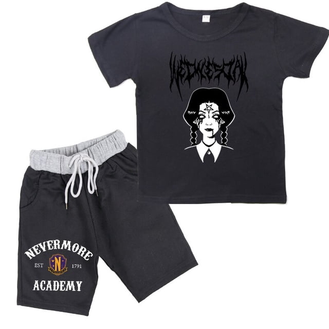 Conjunto de ropa de verano para niñas Camiseta + Pantalones cortos Conjunto de ropa de verano para niños Estampado de manga corta zhangyuxiang LED