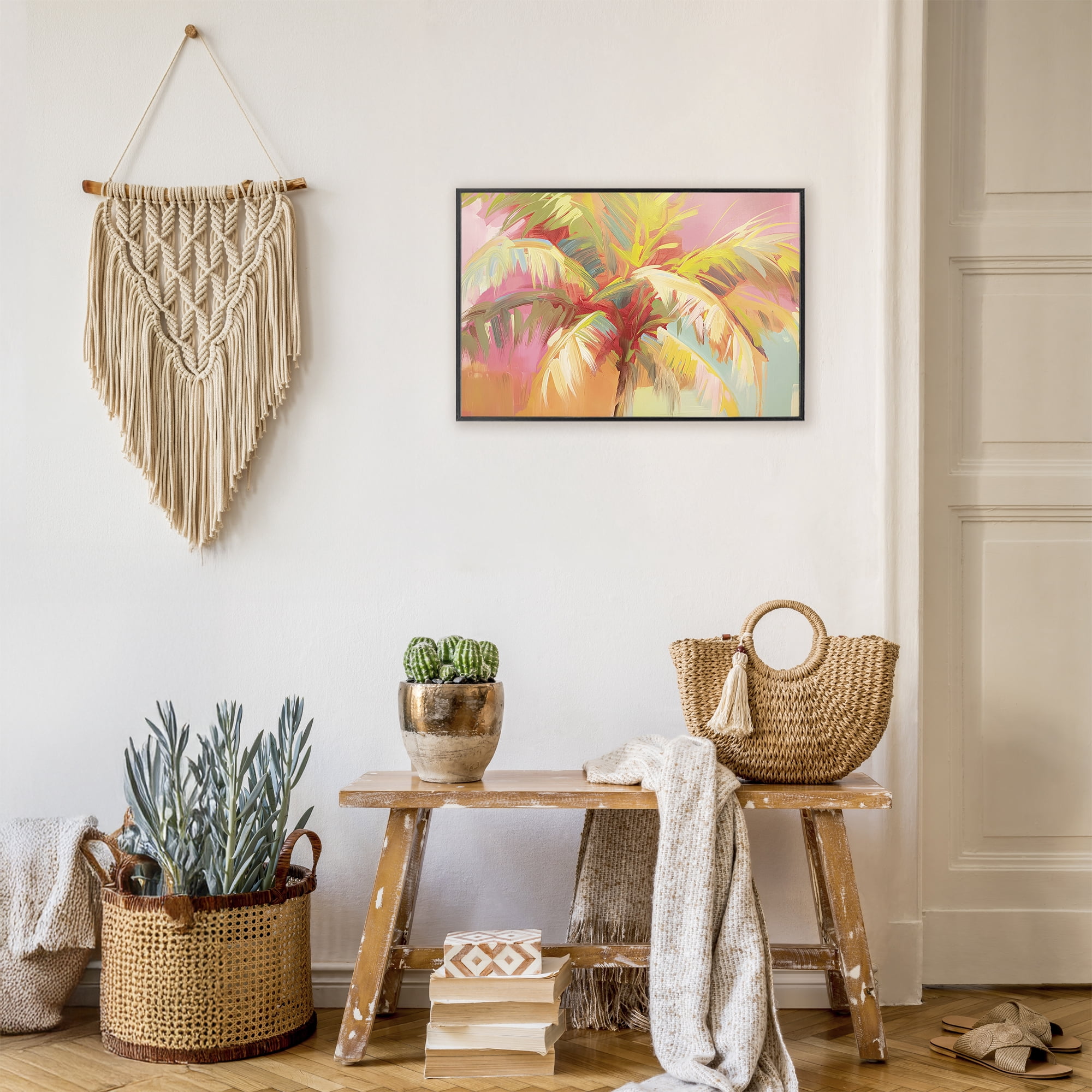 Stupell Industries Warm Palm Leaf Impressions Black Framed Giclee Art, design by Jacky Ngan