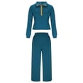 thumbnail image 5 of Women Half Zip Sweatsuit 2 Piece Set Pullover Wide Leg Pants Long Sleeve Tracksuit Active Lounge Matching Outfit, 5 of 7