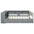 thumbnail image 5 of Euroco Wood Full Size Platform Bed with Desk and Shelves, Drawers and USB Charging for Kids Teens, Gray, 5 of 9