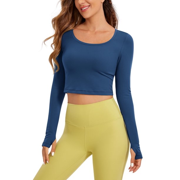 Remera Crop Top de Manga Larga Butterluxe CRZ YOGA Azul Marino XS