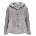 thumbnail image 5 of Lixiuxyad Fuzzy Hooded Jacket Women's Jacket Winter Warm Soft Hooded Coat Long Sleeve Button Front Loose Fit Casual Outerwear For Daily Wear Gray, 5 of 6