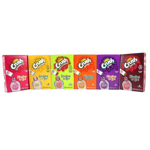 Crush Singles To Go Low Calorie Drink Mix Variety Pack Orange, Pineapple, Cherry, Grape