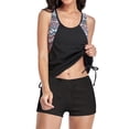 thumbnail image 4 of SAYOO Conjunto de 2 piezas de tankini para mujer, tops de baño y fondos de baño de retazos con escote redondo, amarillo y negro SAYOO casual, 4 of 7