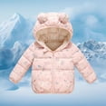 thumbnail image 3 of Baby Puffer Jackets Kids Cartoon Print Zip up Long Sleeve Bear Hooded Down Jacket Windproof Infant Winter Clothes 6-12 Months, 3 of 8