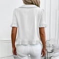 thumbnail image 6 of hoksml Women's Peter Pan Collar Blouse, Ruffle Short Sleeve V Neck Top, Casual Pull-On Shirt for Daily and Summer Wear, 6 of 8