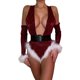 thumbnail image 1 of Gibobby Lencería de encaje para mujer Lencería de anillo profundo ajustada Sexy Navidad rojo V de una pieza Sexy con cinturón Lencería de mujer sin Sexy (Vino, M), 1 of 5