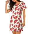 thumbnail image 2 of Naloa Hand Drawn Watermelon Print Women Nightgowns,Womens Loungewear,Short Sleeve Sleepwear,Comfy Ladies Nightdress, 2 of 6