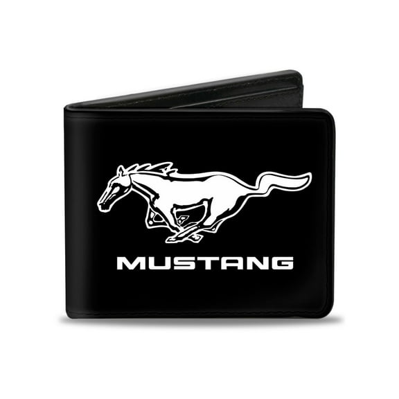 Ford Wallet, Bifold, Ford Mustang Black White Logo Centered, Vegan Leather