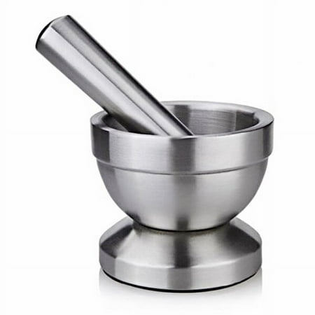 

Tinksky Stainless Steel Kitchen Garlic Masher Bowl Mortar and Pestle Set Household Medicine Jar Kitchen Gadget (Silver)