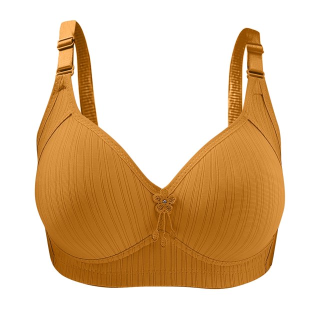 Ersazi G Cup Bra Woman's Solid Color Comfortable Hollow Out Perspective Bra Underwear No Rims In Clearance Yellow Xl