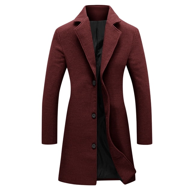 Long Coat Women Solid Stand Collar Pocket Breasted Pea
